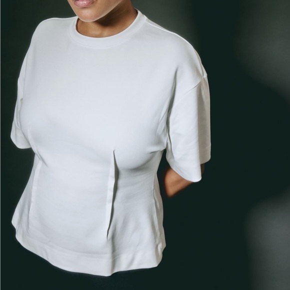 H&M Tapered White Tshirt - M - Picture 4 of 5